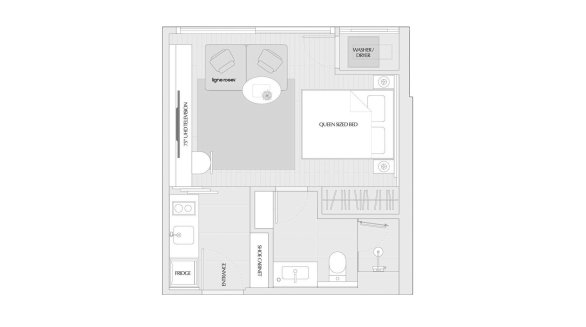 Apartment floor plan, 1 room in Scope Promsri No. 11007 (2D)