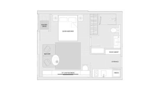 Apartment floor plan, 1 room in Scope Promsri No. 11009 (2D)